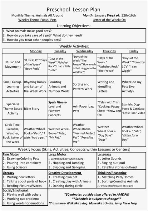 Early Childhood Lesson Plan Template Awesome Full Size Free Preschool