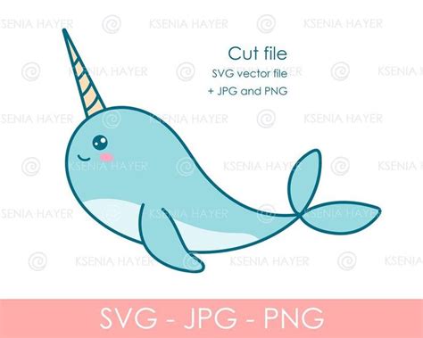 Narwhal SVG Files For Cricut Narwhal Clipart Nautical SVG Etsy Clip Art Colorful
