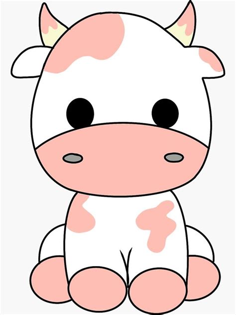 Cute Strawberry Cow Sticker By Moa Sjölander Cute Little Drawings