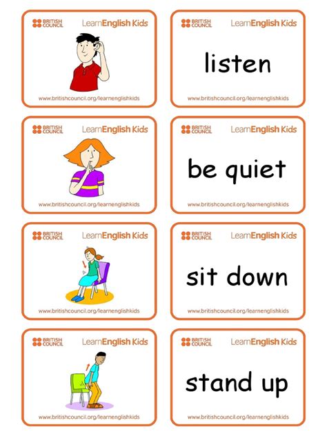 Classroom Language Flashcards Learning English For Kids English Photos