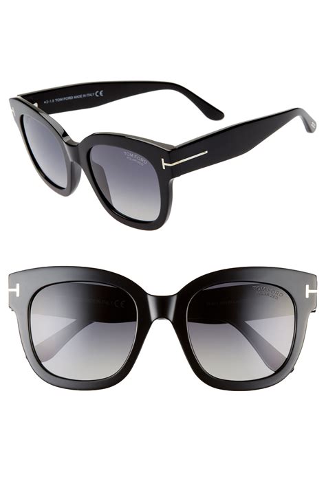 women s tom ford beatrix 52mm polarized sunglasses shiny black smoke