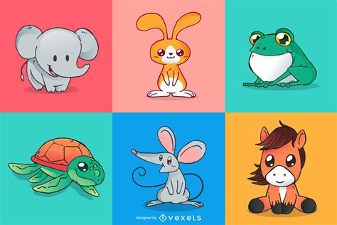Cute Animals Cartoons Set Vector Download