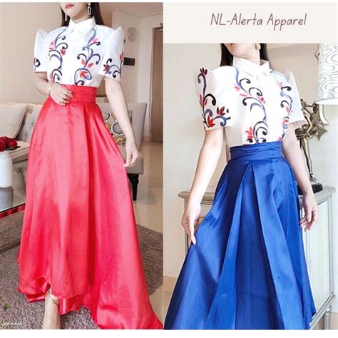 Modern Filipiniana Barong And Skirt For Women Individual Selling