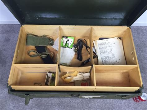 Vintage Usmc Military Foot Locker Trunk Filled With Period Military