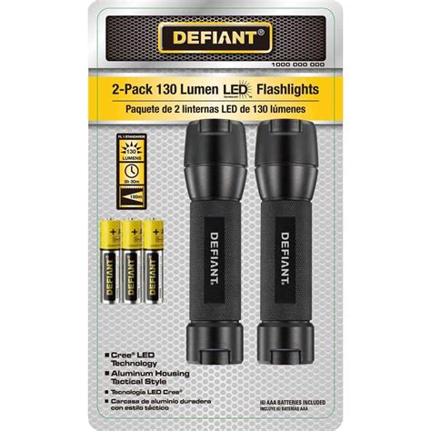 Defiant 130 Lumens Led Flashlight 2 Per Pack Hd14q409 The Home Depot