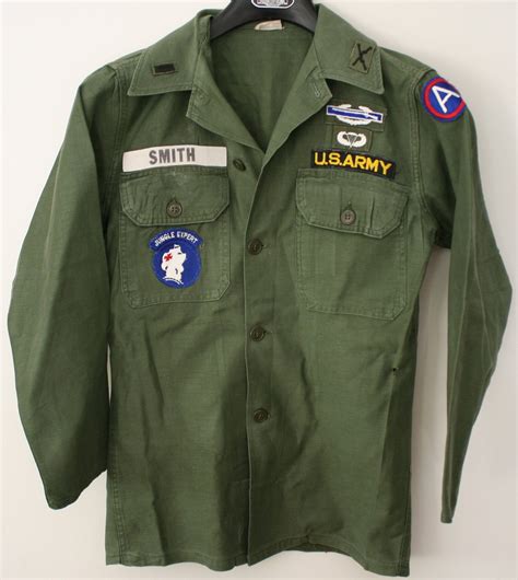 Vintage Us Army Vietnam Era Military Sateen Shirt Jungle Expert