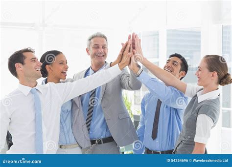 Business People Cheering In Office Stock Photo Image Of Cheering