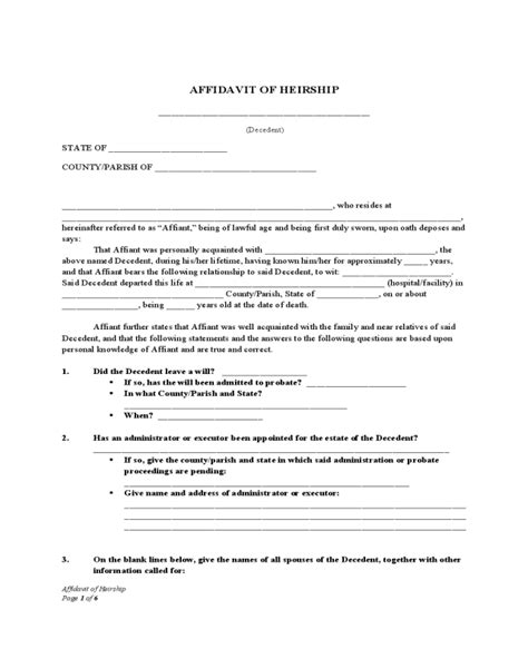 2022 Affidavit Of Heirship Fillable Printable Pdf Forms Handypdf Images