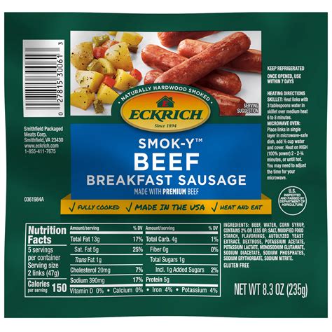 Eckrich Smok Y Breakfast Sausage Links Beef Shop Sausage At H E B
