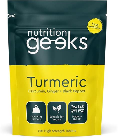 Turmeric Tablets 2000mg With Black Pepper Ginger 120 High Strength