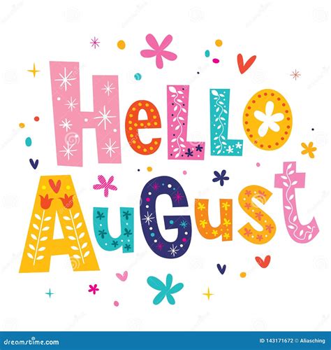 Hello August Greeting Card Stock Vector Illustration Of Concept
