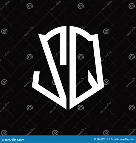 Zq Logo Monogram With Shield Shape Ribbon Design Template Stock Vector
