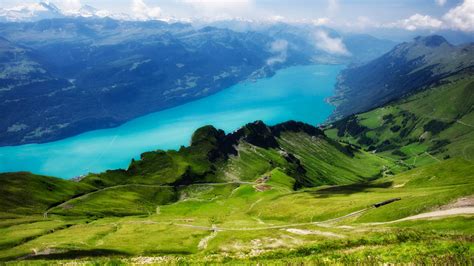 Обои Швейцария 5k 4k Альпы горы луга озеро Switzerland 5k 4k