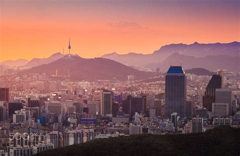 Seoul City After Sunset Seoul City And Downtown Skyline South Korea