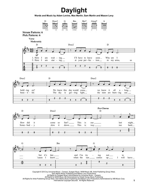 For example, in the key of c major, this progression would be: Daylight by Maroon 5 - Easy Guitar Tab - Guitar Instructor