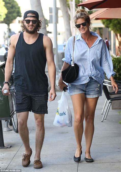 Rachel Hunter Spends Quality Time With Son Liam In Daisy Dukes In