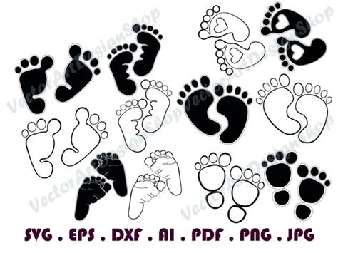 Baby Footprints Svg Baby Foot Svg Baby Footprints Clipart Etsy