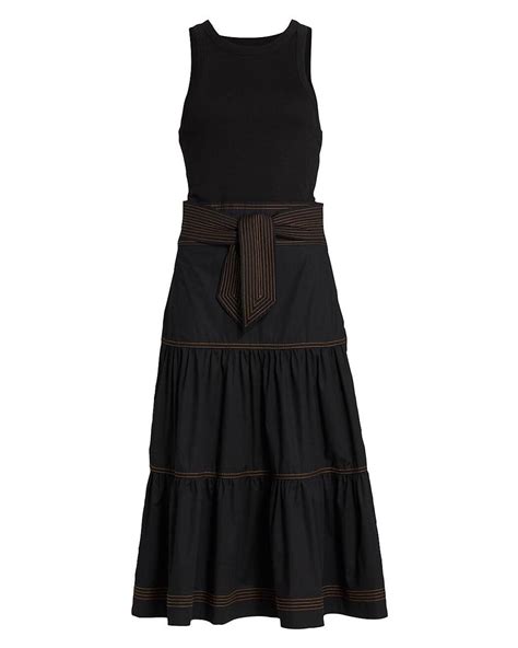 Veronica Beard Austyn Belted Midi Dress In Black Lyst