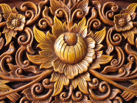 Pattern Of Flower Wood Carved Stock Photo Image Of Carpenter Carving