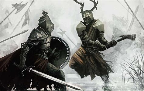 Free Download Wallpaper War Sword Hammer Battle Battle Shield Painting