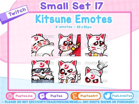6x Cute Kitsune Emotes Pack For Twitch Youtube And Discord Set 17 Etsy