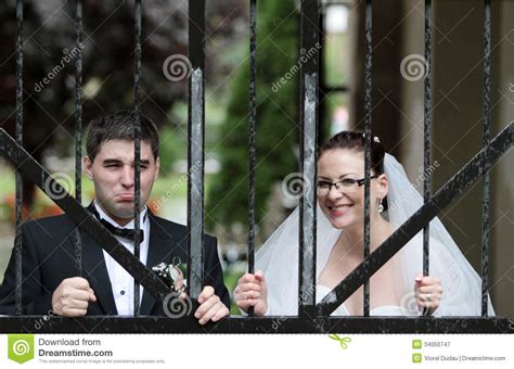 Funny Wedding Couple Stock Image Image Of Pose Outdoors