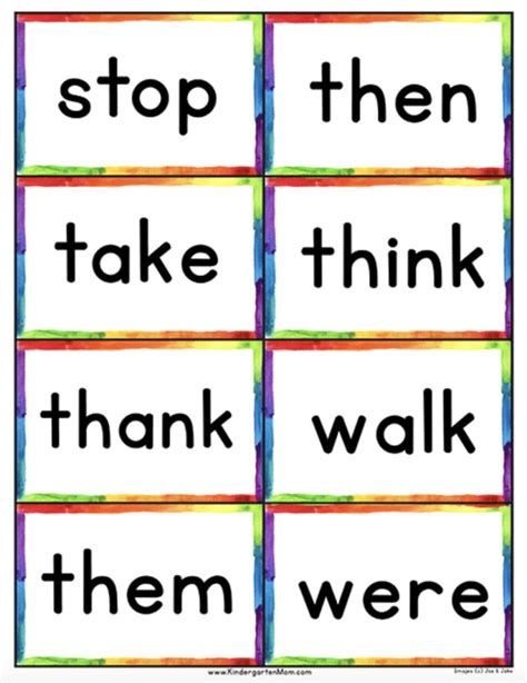 30 words children in kindergarten should know by sight. Free printables for kindergarten: Sight word help, 12 ways