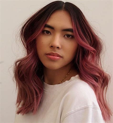 Pastel Pink Hair With Brown Shadow Roots Brown And Pink Hair Rose Pink