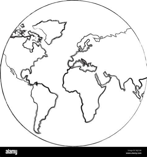 Mundo Mundo Mapa Ubicación Geografía Ilustración Vectorial Sketch