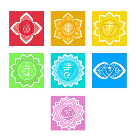 Set Of Chakras Symbol Meditation And Spiritual Yoga Buddhism And Energy Vector Illustration