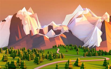 Artwork Landscape Minimalism Low Poly Mountain Hd Wallpaper Desktop