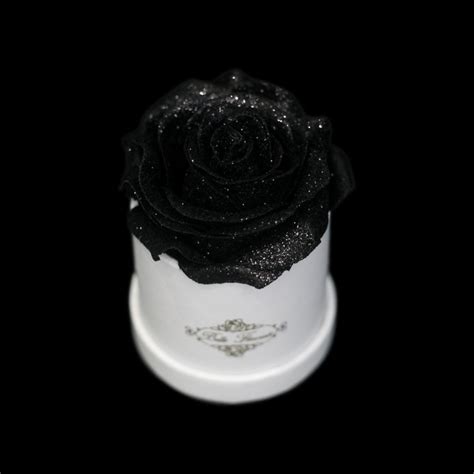 Belle Fleuriste Black Glitter Roses White Micro Box Bellefleuristeuk