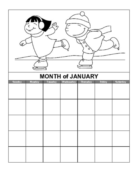 January Northern Hemisphere Calendar Template Education World