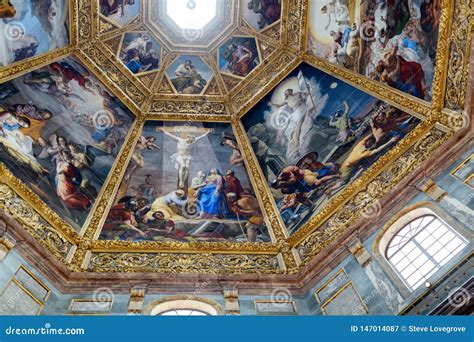 Ornate Dome Inside Of Medici Chapel Editorial Photography Image Of