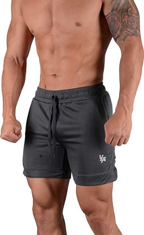 Youngla Mesh Workout Shorts Men Polyester Gym Training Short With