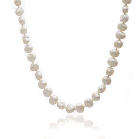 Single Strand White Irregular Cultured Freshwater Pearl Necklace