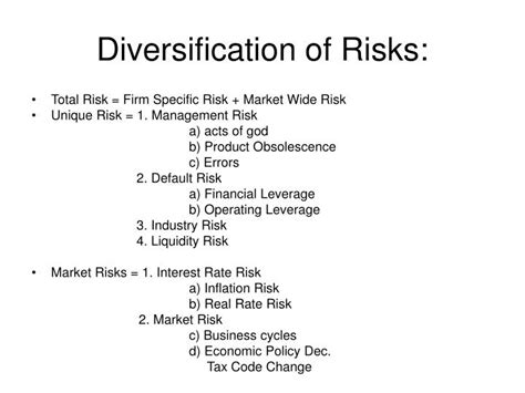 Ppt Diversification Of Risks Powerpoint Presentation Free Download