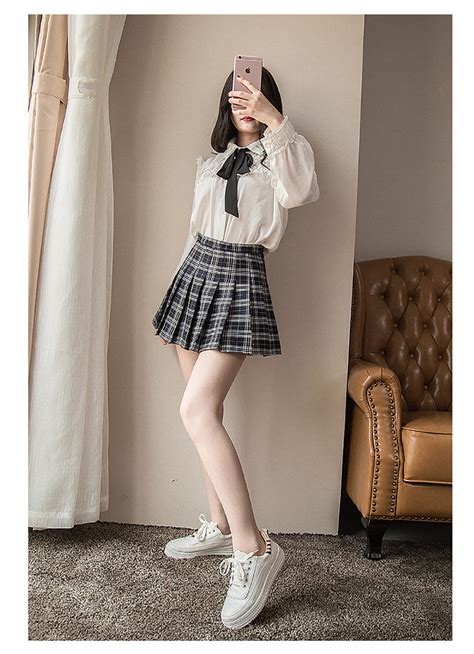 Skirt New Korean Zipper High Waist School Girl Plaid Skirt Outfit Cute