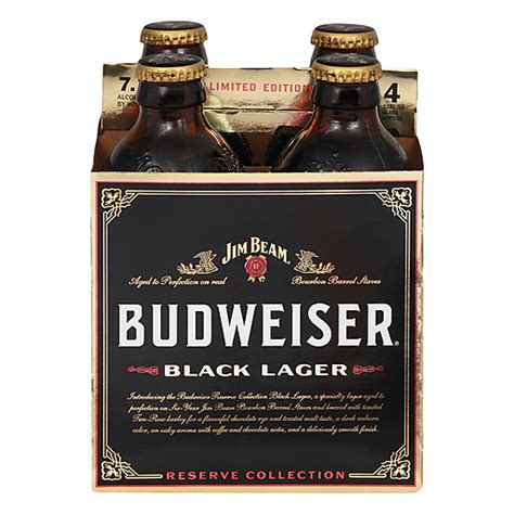 Budweiser Black Lager 4 Pack 12 Fl Oz Bottles Beer Wine
