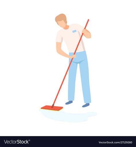 Male Professional Cleaner Mopping Floor Royalty Free Vector