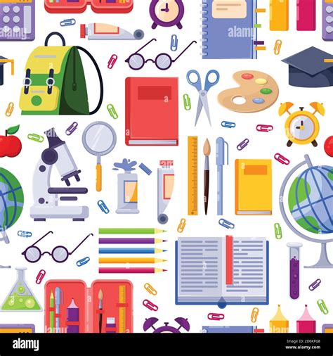 Back To School Vector Seamless Pattern Colorful Education Stationery