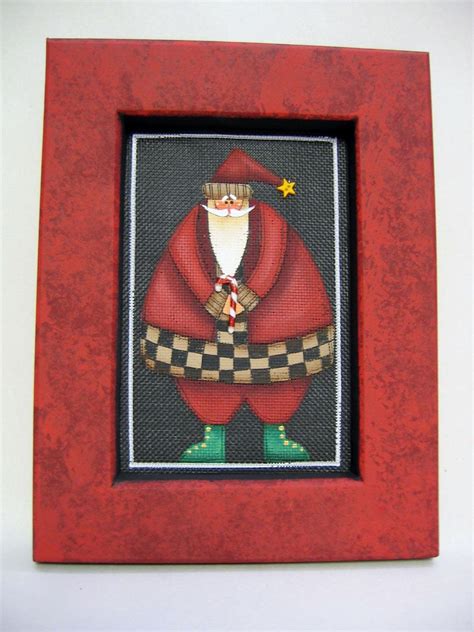 Folk Art Santa Claus With A Candy Cane Tole Painted And Etsy Tole