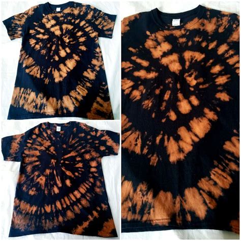 Black Brown Bleach Tie Dye Spiral Design T Shirt Size Etsy Bleach