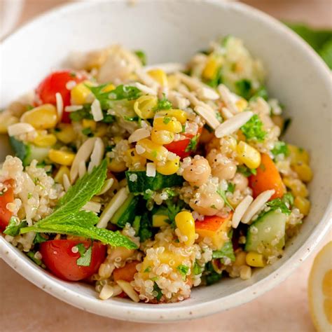 Summer Quinoa Salad With Tomatoes Cucumbers And Fruit