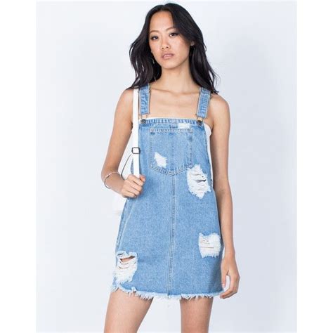 Bailey Denim Overall Dress 32 Liked On Polyvore Featuring Dresses Denim Summer Dress Ripped