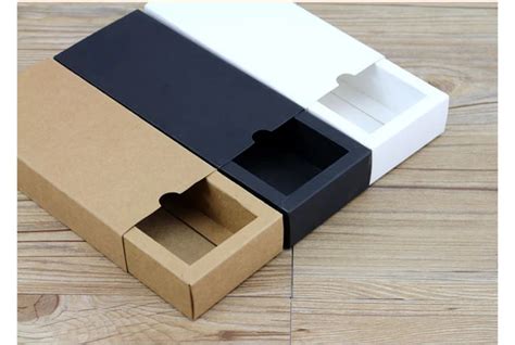 Luxury Black Kraft Paper Sliding Box Cardboard Drawer Box Cd Sleeve