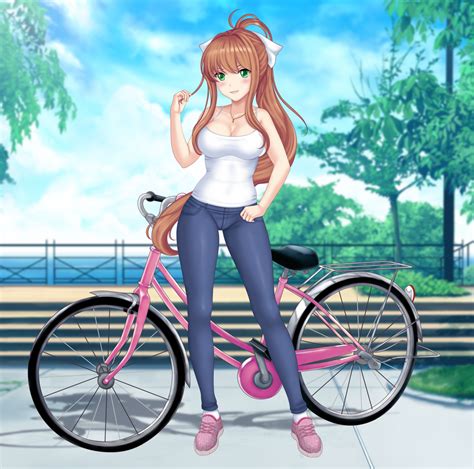 Commissioned Fan Art Monika At The Park By Flowerxl Ddlc Female