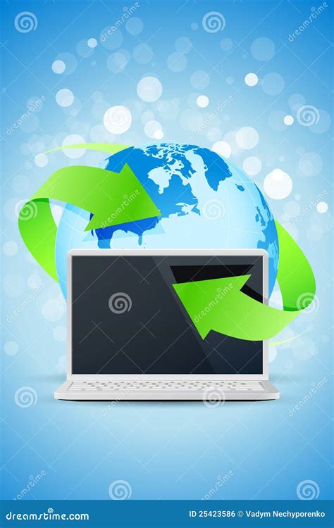 Background With Laptop And Earth Globe Stock Vector Illustration Of
