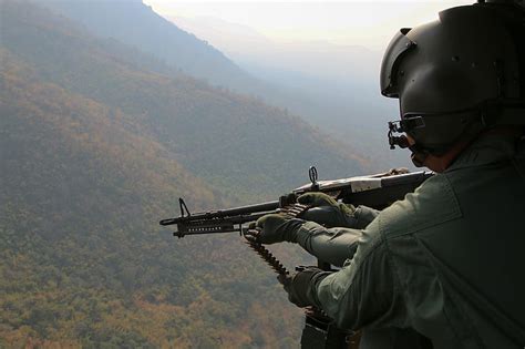 Free Photo Army Door Gunner Helicopter Machine Gun Man Military