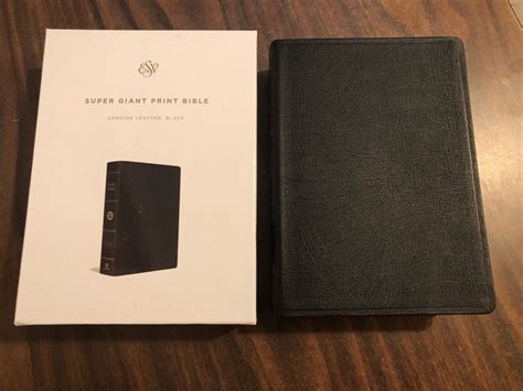 Personalized Esv Super Giant Print Bible Black Genuine Leather Custom